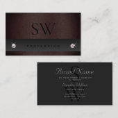 Dark Grey en Burgundy Snake Pattern met Monogram Visitekaartje (Voorkant / Achterkant)