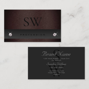 Dark Grey en Burgundy Snake Pattern met Monogram Visitekaartje