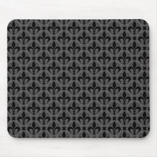 Dark Grey Fancy Fleur de lis Mousepad Muismat (Voorkant)