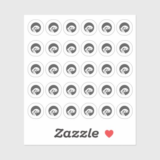 Dark Grey Fish Wedding Place Cards Meal Choice Sticker (Vel)