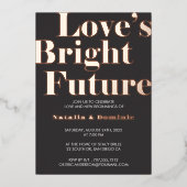 Dark Grey Foil “Love’s Bright Future” Engagement I Folie Uitnodiging (Voorkant)