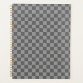 Dark Grey Gray Checkered Checkerboard Planner (Voorkant)