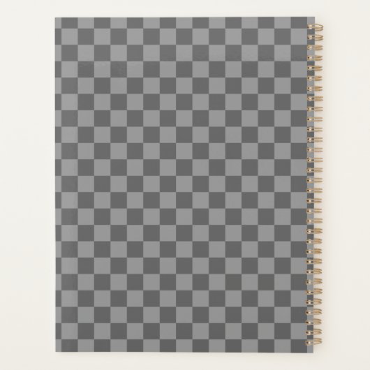 Dark Grey Gray Checkered Checkerboard Planner (Achterkant)
