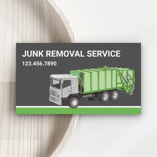 Dark Grey Junk Removal Service Vuilniswagen Visitekaartje