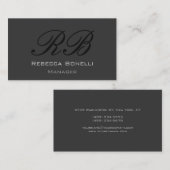 Dark Grey Monogram Manager Visitekaartje (Voorkant / Achterkant)
