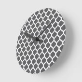 Dark Grey Moroccan Pattern Wall Clocks Ronde Klok (Hoek)