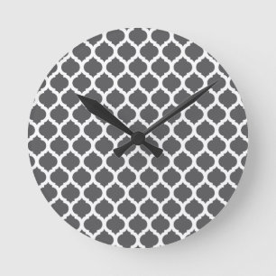 Dark Grey Moroccan Pattern Wall Clocks Ronde Klok