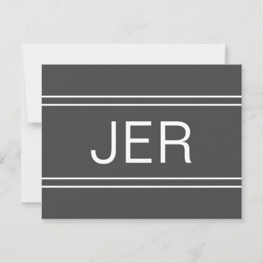 Dark Grey Personalized Monogram Name Initiaal Notitiekaartje (Voorkant)