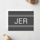 Dark Grey Personalized Monogram Name Initiaal Notitiekaartje (Voorkant / Achterkant in situ)