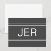 Dark Grey Personalized Monogram Name Initiaal Notitiekaartje (Voorkant / Achterkant)