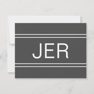 Dark Grey Personalized Monogram Name Initiaal Notitiekaartje