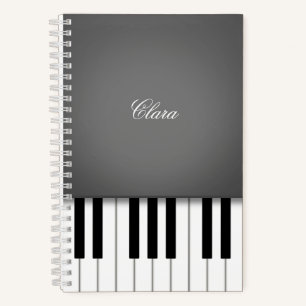 Dark Grey Piano Music-toetsenbord op maat Notitieboek