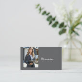 Dark Grey Real Estate Agent Photo QR Code Visitekaartje (Staand voorkant)
