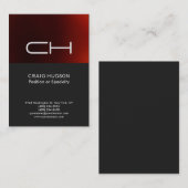 Dark Grey Red Monogram Professional Visitekaartje (Voorkant / Achterkant)