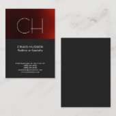 Dark Grey Red Monogram Professional Visitekaartje (Voorkant / Achterkant)