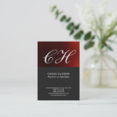 Dark Grey Red Monogram Professional Visitekaartje (Staand voorkant)