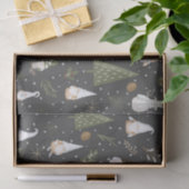 Dark Grey Snowy Forest Kerstmis Pattern Tissuepapier (Geschenk)