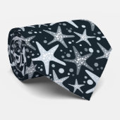 Dark grey starfish pattern stropdas (Opgerold)