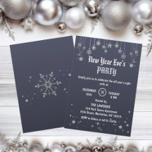 Dark Grey Stars & Snowflakes Nieuwjaarsfeest