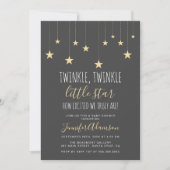 Dark Grey Twinkle Little Star-Baby shower Kaart (Voorkant)
