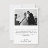 Dark Grey Weduwfoto van het script Love and Bedank Bedankkaart (Achterkant)