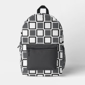 Dark Grey & White Geometric Backpack  Bedrukte Rugzak (Voorkant)