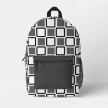 Dark Grey & White Geometric Backpack