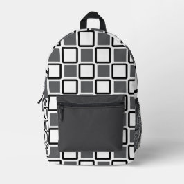 Dark Grey & White Geometric Backpack Bedrukte Rugzak