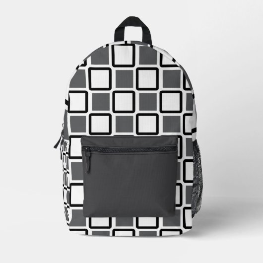 Dark Grey & White Geometric Backpack  Bedrukte Rugzak (Voorkant)