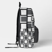 Dark Grey & White Geometric Backpack  Bedrukte Rugzak (Links)