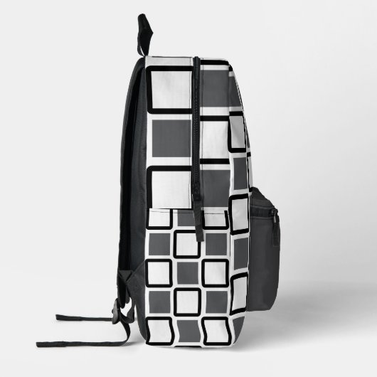 Dark Grey & White Geometric Backpack  Bedrukte Rugzak (Links)
