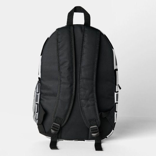 Dark Grey & White Geometric Backpack  Bedrukte Rugzak (Achterkant)