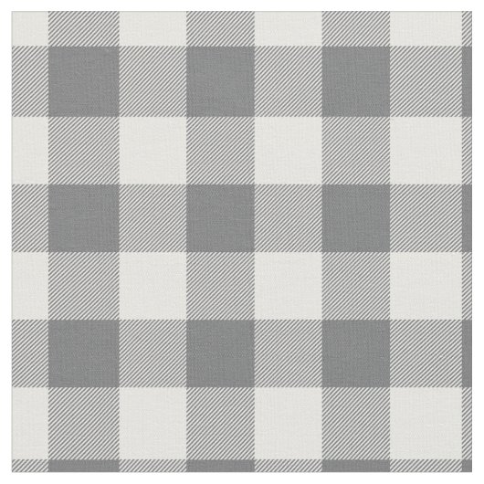 Dark Grey & White Plaid Gingham Stof (Close Up)
