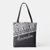 Dark Grey White Tribal Pattern Gepersonaliseerd Tote Bag (Achterkant)