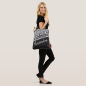 Dark Grey White Tribal Pattern Gepersonaliseerd Tote Bag (Op model)