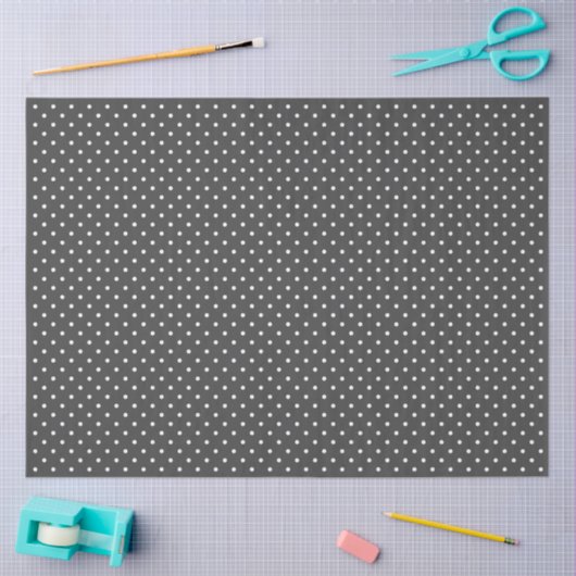 Dark Grey With White Polka Dots Tissuepapier (Craft)
