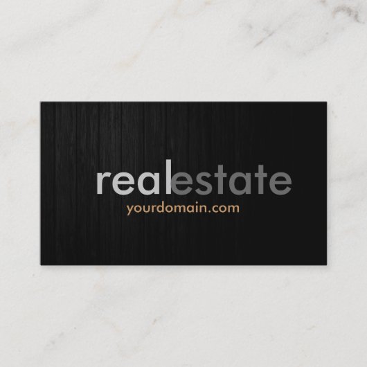 Dark Grey Wood Real Estate Agent Visitekaartje (Voorkant)