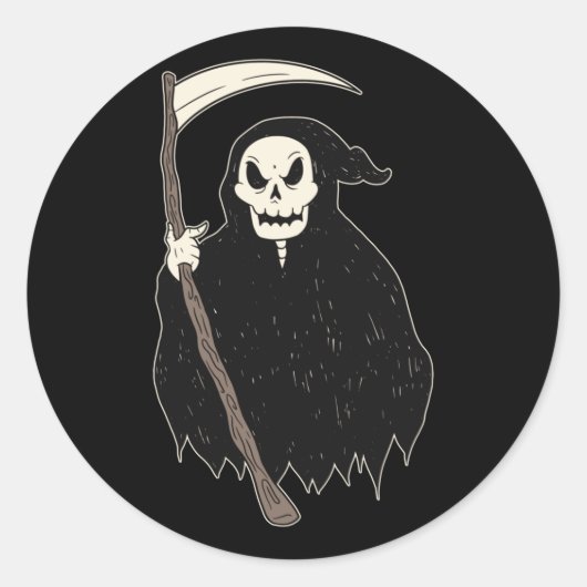 Dark Grim Reaper Ronde Sticker (Voorkant)