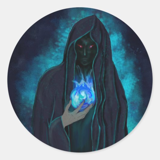 Dark Grim Reaper Specter houdt zijn kristalbol vas Ronde Sticker (Voorkant)