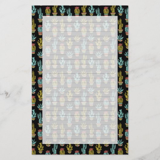 Dark Grunge Cactus Pattern Briefpapier (Voorkant)