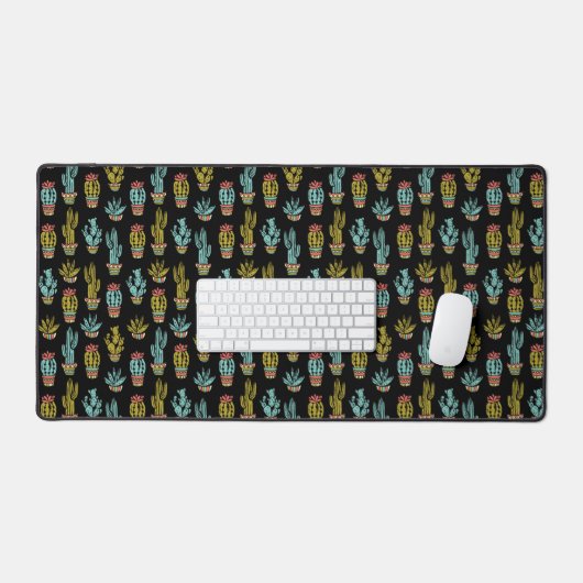 Dark Grunge Cactus Pattern Bureaumat (Keyboard & Muis)