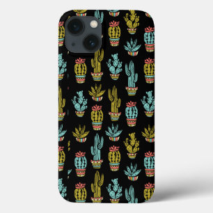 Dark Grunge Cactus Pattern iPhone 13 Hoesje