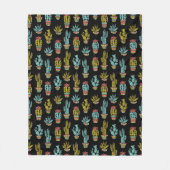 Dark Grunge Cactus Pattern Fleece Deken (Voorkant)