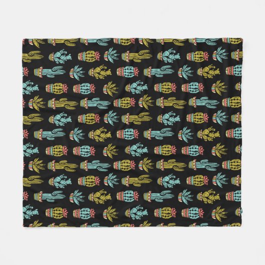 Dark Grunge Cactus Pattern Fleece Deken (Voorkant (Horizontaal))