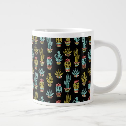 Dark Grunge Cactus Pattern Grote Koffiekop (Rechts)