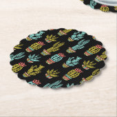 Dark Grunge Cactus Pattern Kartonnen Onderzetters (Gekanteld)