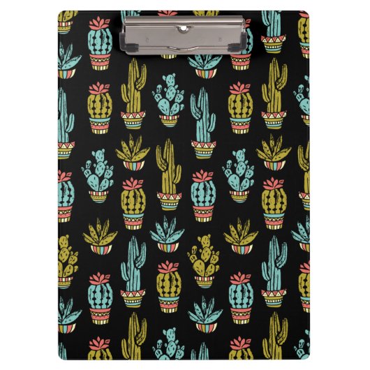 Dark Grunge Cactus Pattern Klembord (Voorkant)