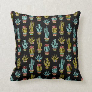 Dark Grunge Cactus Pattern Kussen