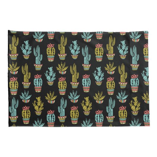 Dark Grunge Cactus Pattern Kussensloop (Achterkant-Rechts)