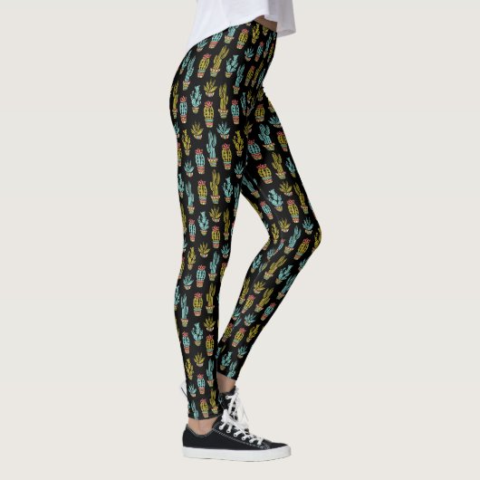 Dark Grunge Cactus Pattern Leggings (Rechts)